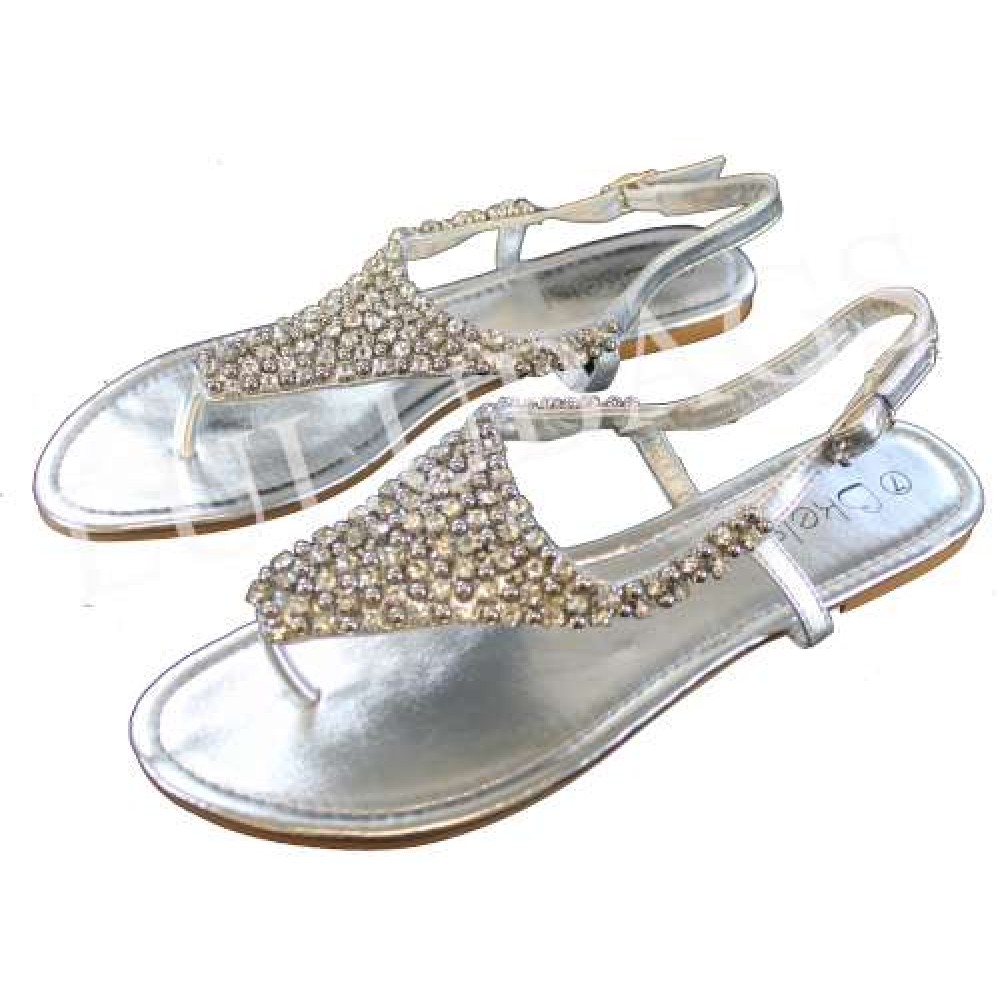 Kelsi Sandals Diamante Flip Flops SILVER
